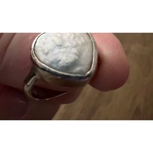 SUNDANCE CATALOG Handmade Pearl Heart Ring Size 8